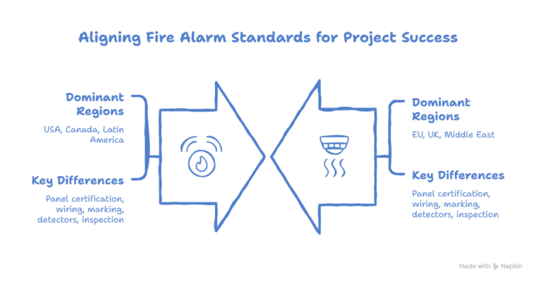 Fire alarm standards comparison diagram