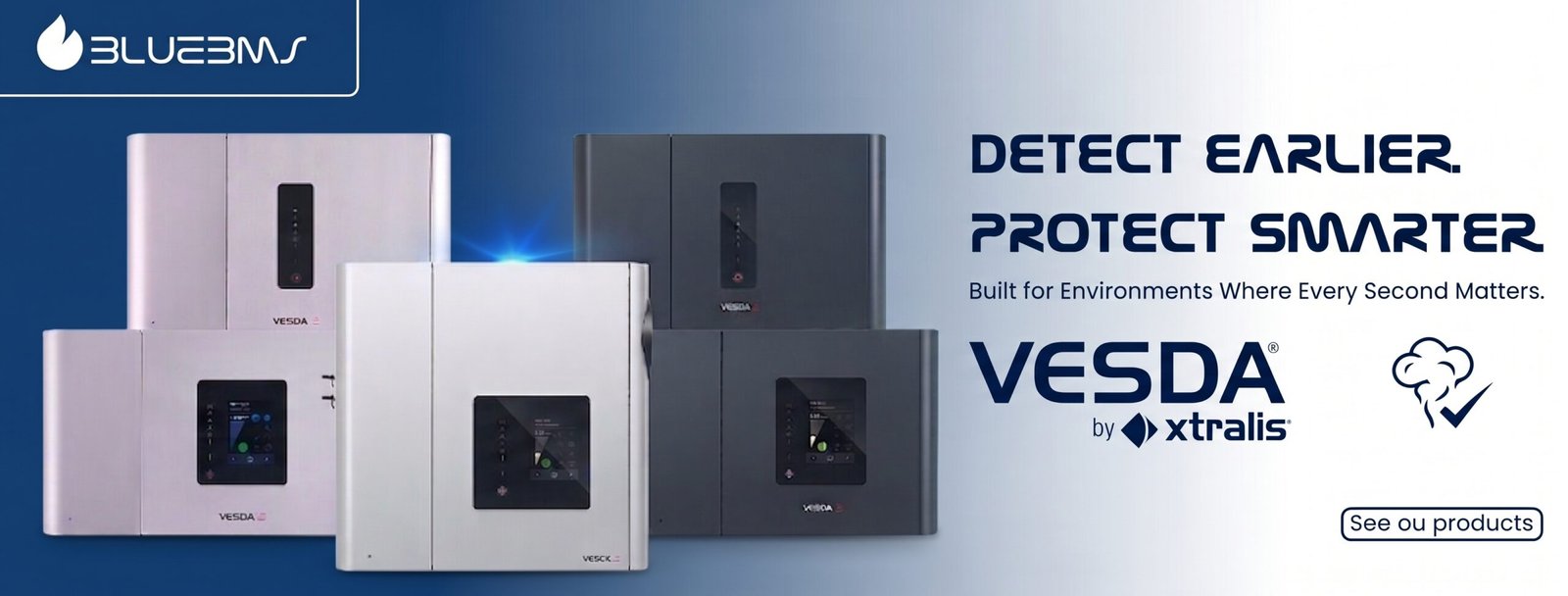 VESDA aspirating smoke detection system by Xtralis - early fire detection solution from Blue BMS