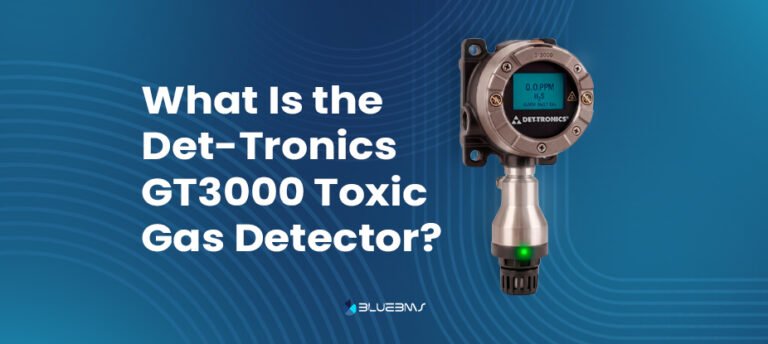 Det-Tronics GT3000 toxic gas detector displaying 0.0 PPM H2S reading, blog cover by Blue BMS