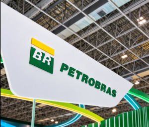 Petrobras booth sign at ROG.e 2026 in Rio de Janeiro, as the company's pre-salt growth leads Brazil offshore oil and gas trends